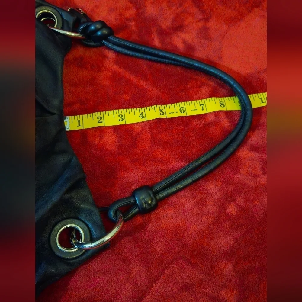 Coach Parker Black Leather Hobo Bag with Knot Tie Handle